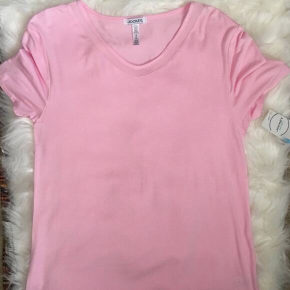 NWT Jockey Pink V-neck Tee Size SP - Picture 1 of 7